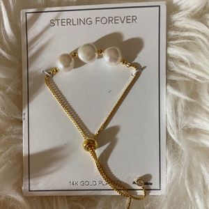 Sterling forever gold plated genuine pearl bracelet
